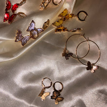 Load image into Gallery viewer, Gold Butterfly Hoops